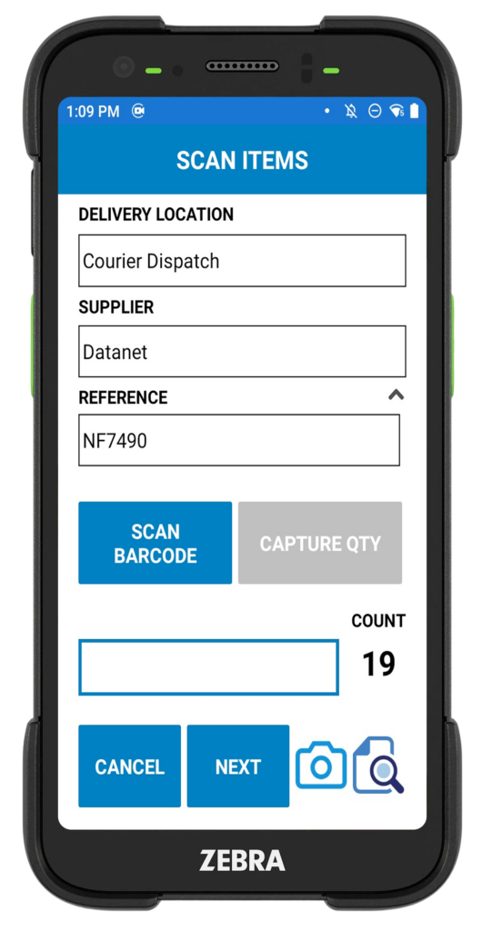 EzyScan POD scan-items screen
